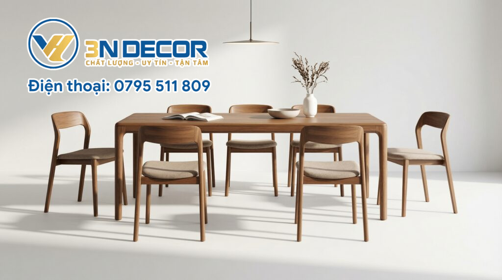 Bộ Bàn Ăn 6 Ghế Màu Nâu