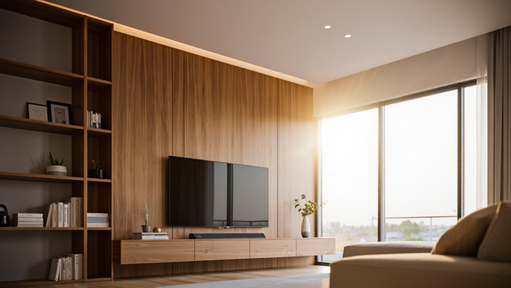 Thi Công Nội Thất Phòng Khách Gỗ An Cường Tại TPHCM