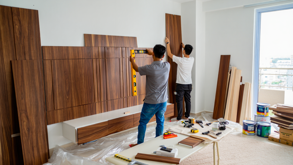 Thi Công Nội Thất Phòng Khách Gỗ An Cường Tại TPHCM