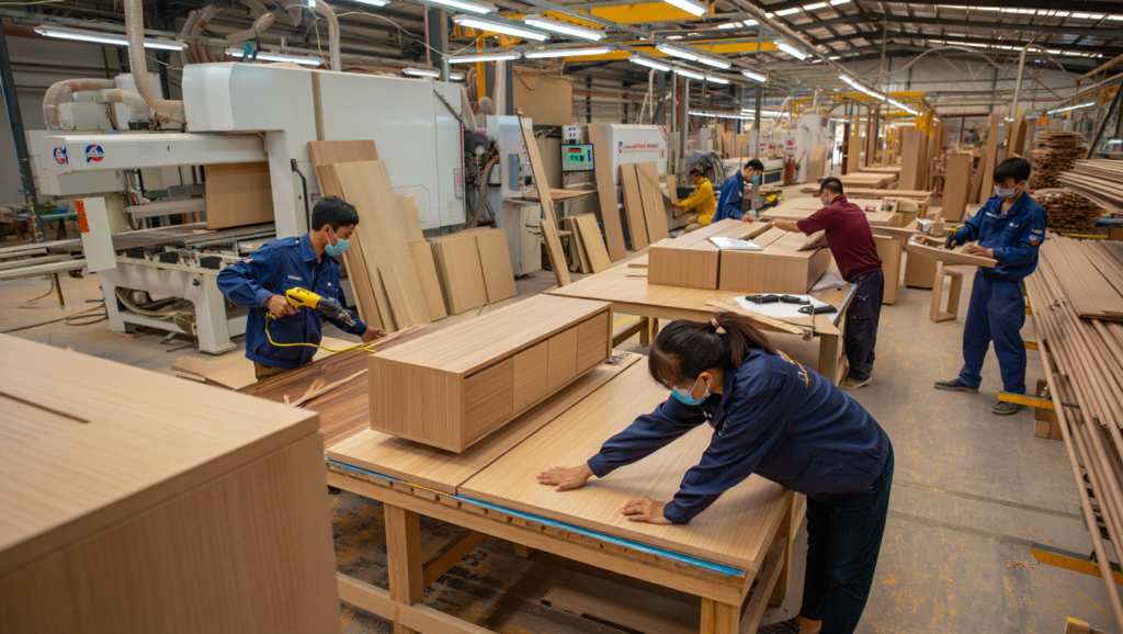 Thi Công Nội Thất Phòng Khách Gỗ An Cường Tại TPHCM