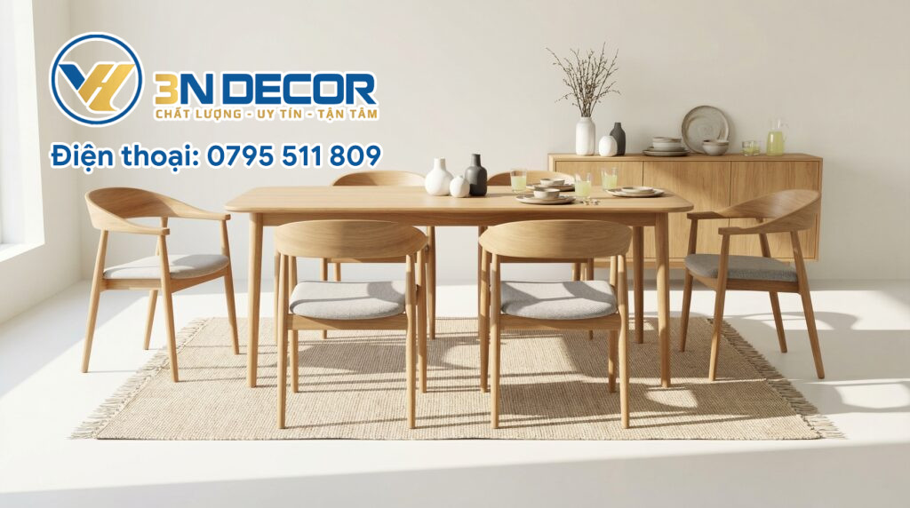 Bộ Bàn Ăn 6 Ghế Màu Gỗ Tự Nhiên – Lựa Chọn Bền Đẹp Cho Gia Đình Việt