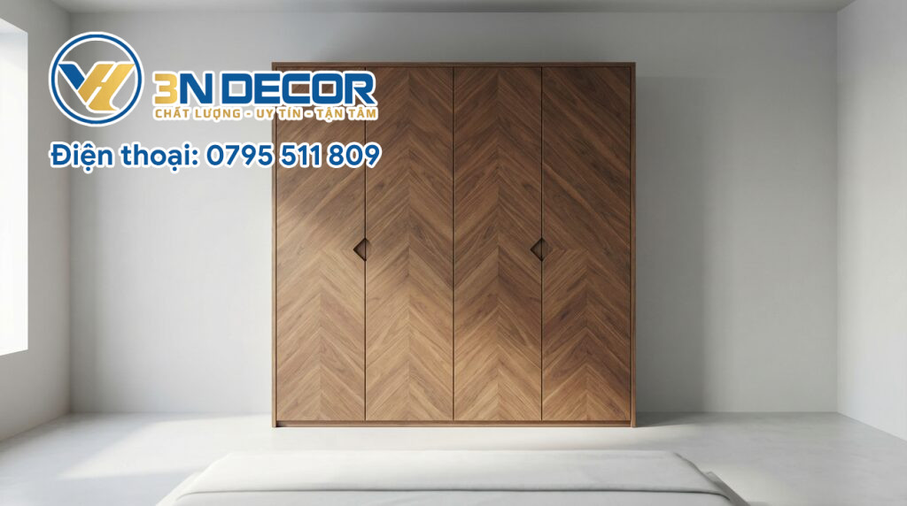 Tủ Quần Áo Gỗ Dài 2m Màu Nâu