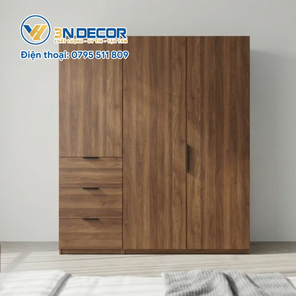 Tủ Quần Áo Gỗ Ngang 1m8 Cao 2m Màu Nâu